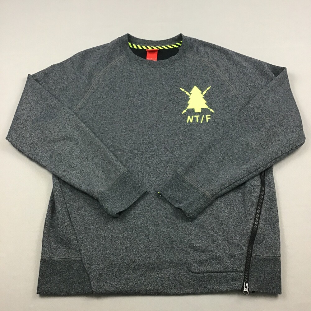 Nike Sweatshirt Men Large Gray Track & Field Crew Neck Pullover Side Zip L